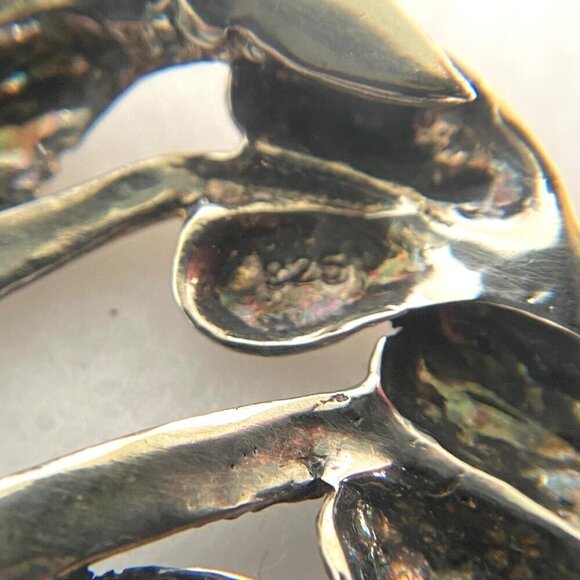 Sterling Silver 925 Mixed Metal Gold Vermeil Foliage Leaf Floral Heart Brooch - Picture 9 of 16